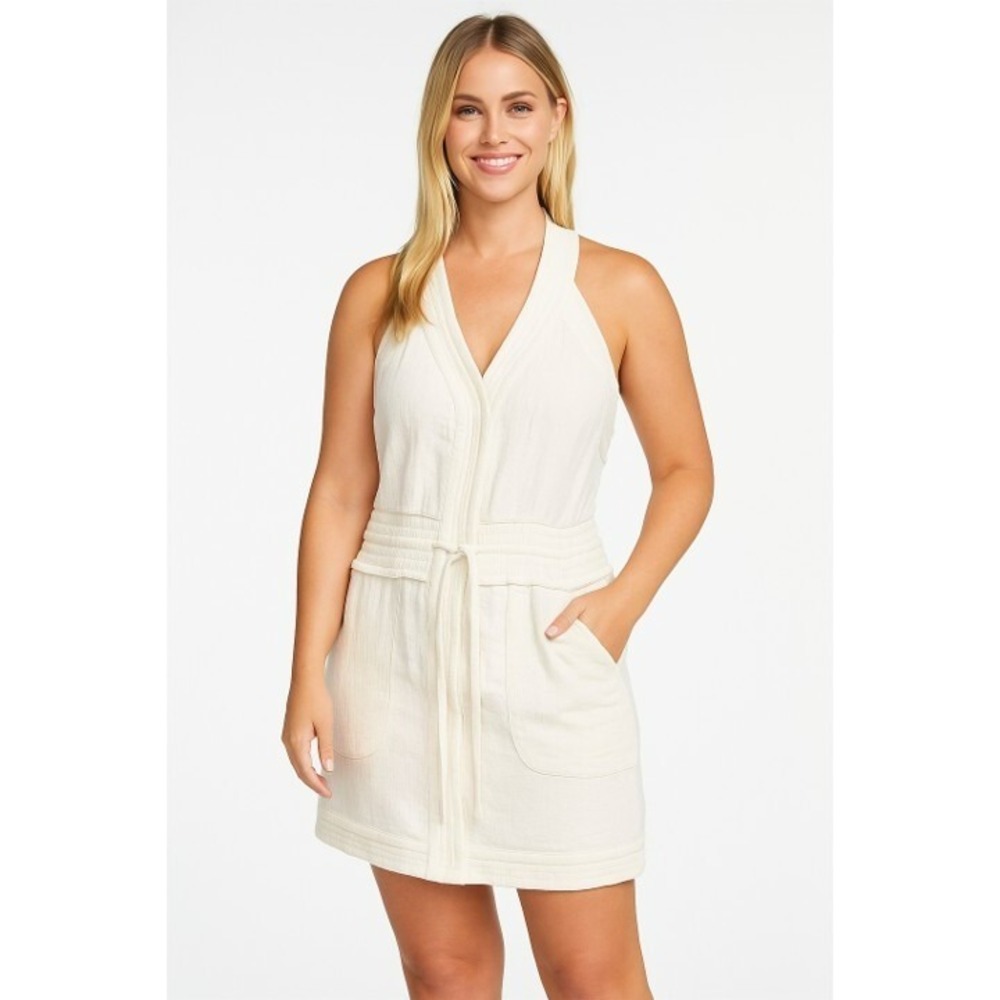 Rebecca Minkoff Dress L White Sleeveless Cotton‎ Belted Mini Summer Style